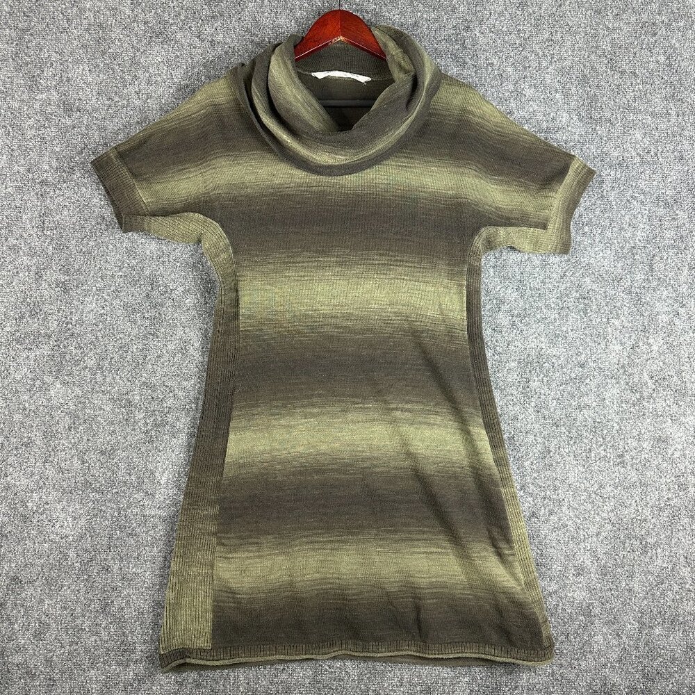 Athleta Zuni Space Dye Cowl Neck Dress Womens Large Knit Stretch Short Sleeve